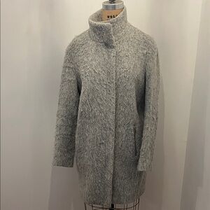 H&M Grey Boucle Cozy Gray Textured Zippered Long Coat 6